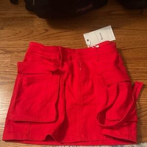 Red Women's Cargo Jean Skirt